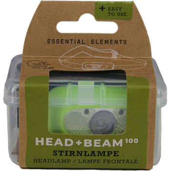 HEAD+BEAM100, grass green, Stirnlampe mit 100 Lumen, Aufbewahrungsbox