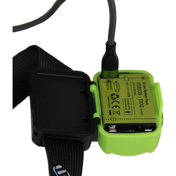 HEAD+BEAM400, grass green, 400 Lumen, Hybridstirnlampe mit Box und Ladekabel USB-C