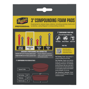 Meguiar’s PRO éponge de polissage - fort - ø 75 mm - rouge, 3 pcs.