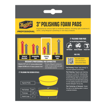 Meguiar’s PRO éponge de polissage - moyens - ø 75 mm - jaune, 3 pcs.