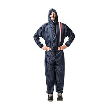 Schutzanzug aus Polyester
Farbe Blau, Grösse S, 1 Gesässtasche, 2-Weg Reissverschluss, Kapuze.