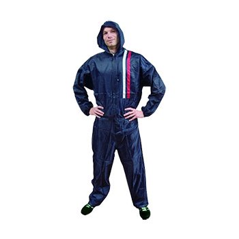 Schutzanzug aus Polyester, Farbe Blau, Grösse XXL, 1 Gesässtasche, 2-Weg Reissverschluss, Kapuze.